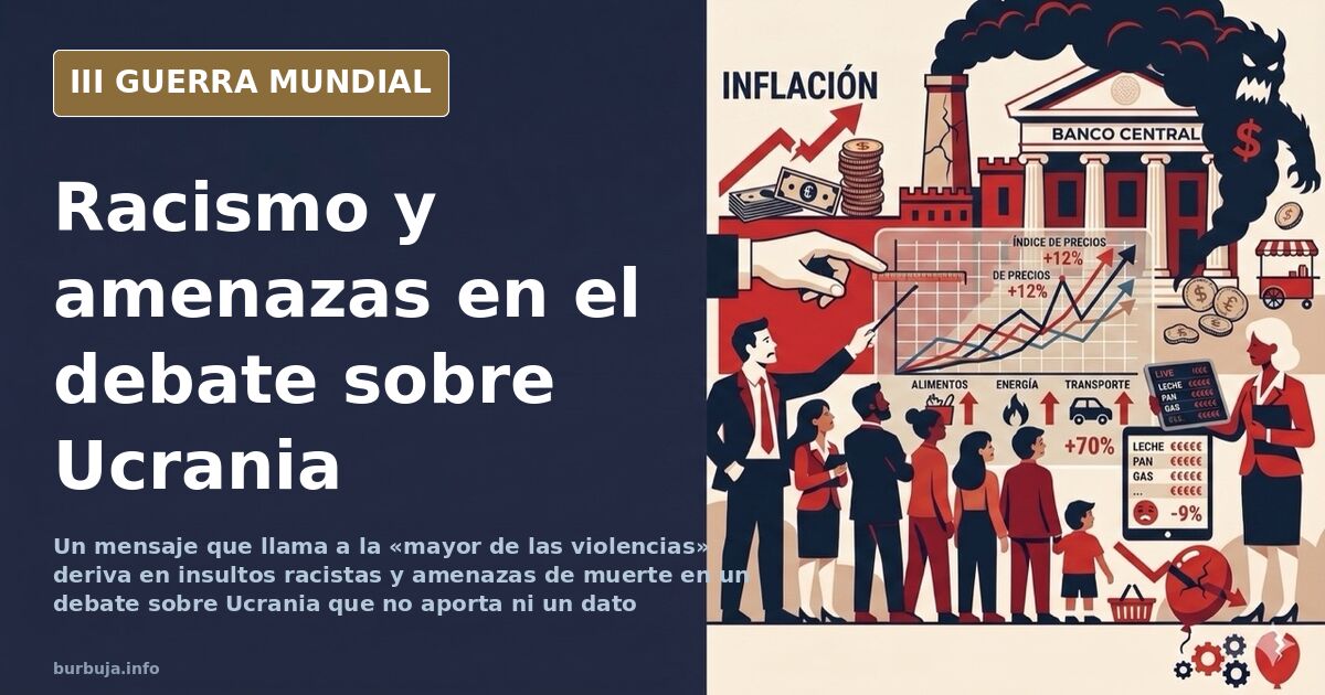 Ilustración documental desaturada con siluetas de equipamiento militar y humo lejano en el horizonte