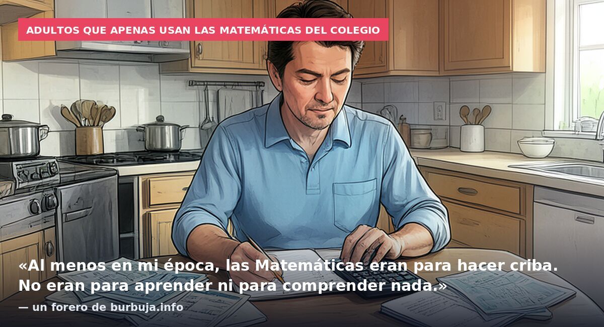 Adultos que apenas usan las matemáticas del colegio: «Al menos en mi época, las Matemáticas eran para hacer criba. No eran para aprender ni para comprender nada.» — un forero de burbuja.info