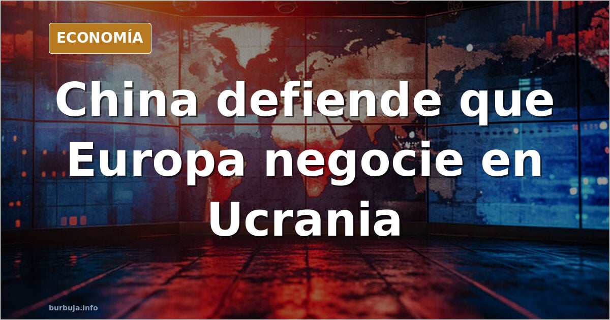 Ilustración editorial de una mesa de negociaciones con banderas de China, EEUU y la UE, simbolizando la petición china de que