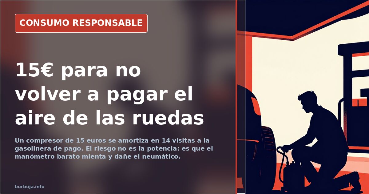 Compresor portátil de aire para ruedas de coche conectado a la válvula de un neumático con manómetro digital