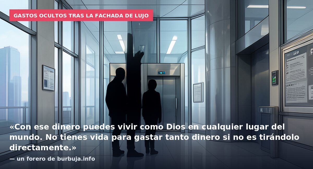 Gastos ocultos tras la fachada de lujo: «Con ese dinero puedes vivir como Dios en cualquier lugar del mundo. No tienes vida para gastar tanto dinero si no es tirándolo directamente.» — un forero de burbuja.info