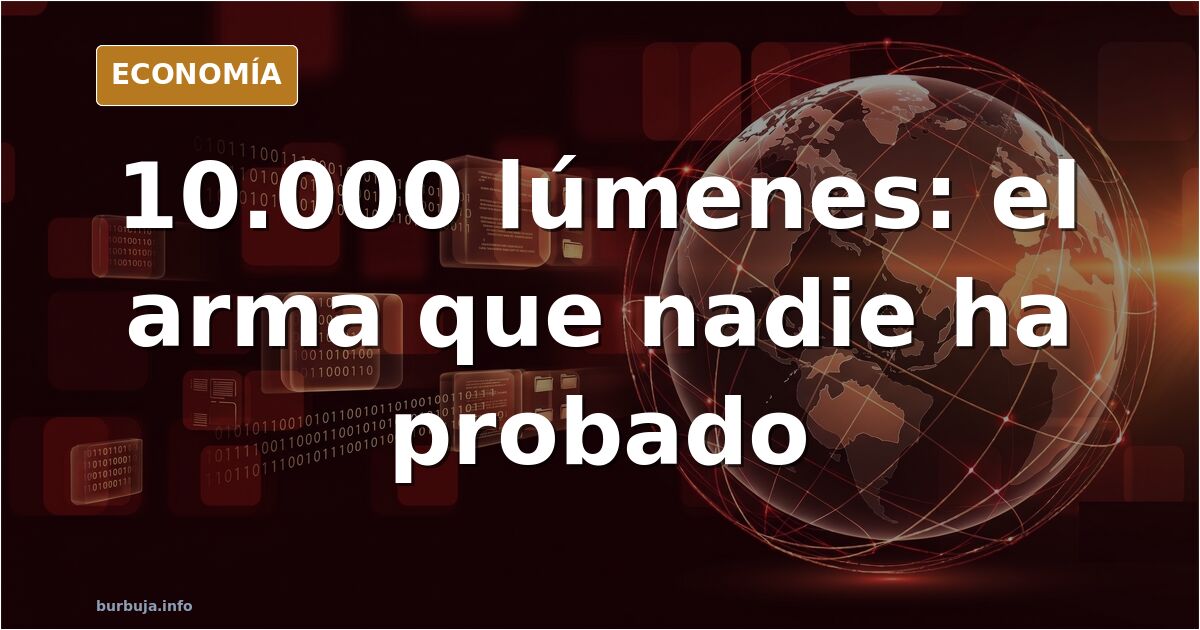 Linterna táctica de alta potencia emitiendo un haz de luz blanca en un entorno urbano nocturno