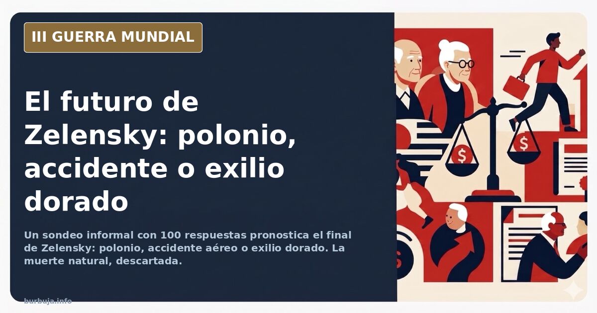 Silueta de un avión presidencial sobre un mapa de Ucrania con humo en el horizonte, ilustración sobria sobre el futuro de Zel