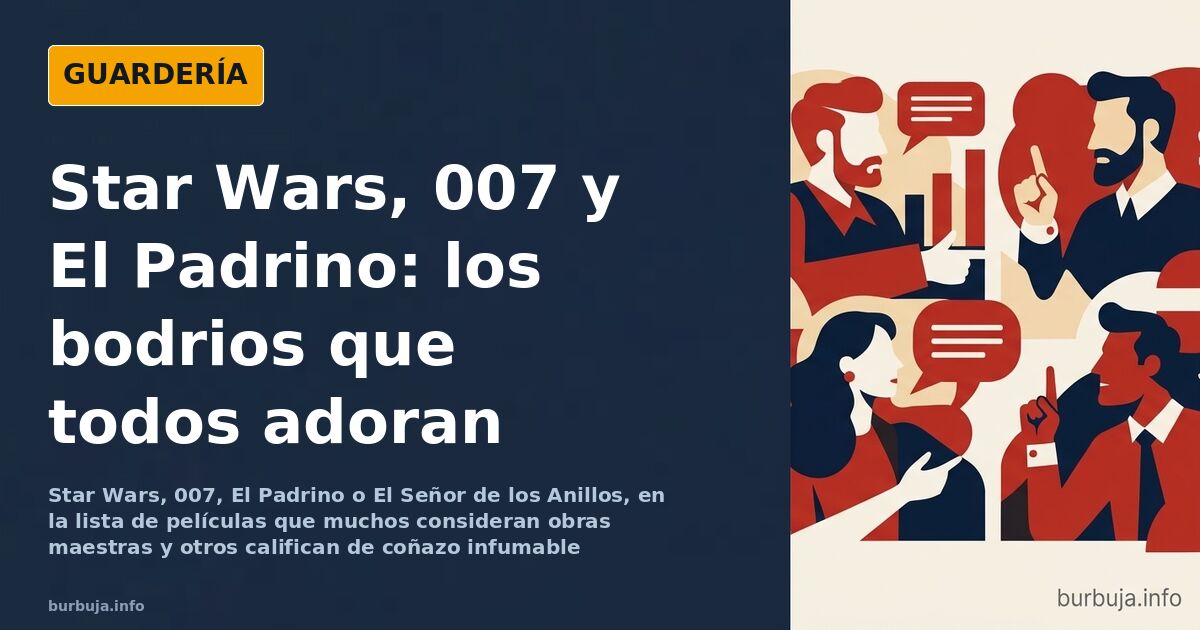 Ilustración de un espectador aburrido en una sala de cine mientras en la pantalla se proyecta una gran saga de ciencia ficció