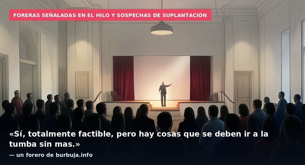 Foreras señaladas en el hilo y sospechas de suplantación: «Sí, totalmente factible, pero hay cosas que se deben ir a la tumba sin mas.» — un forero de burbuja.info