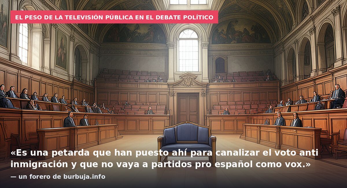 El peso de la televisión pública en el debate político: «Es una petarda que han puesto ahí para canalizar el voto anti inmigración y que no vaya a partidos pro español como vox.» — un forero de burbuja.info