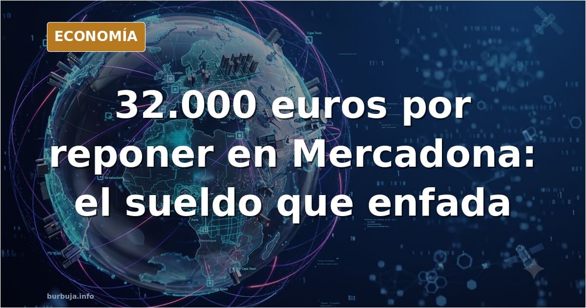 Estanterías de supermercado con productos apilados y una etiqueta de precio, ilustración editorial sobre salarios de reponedo