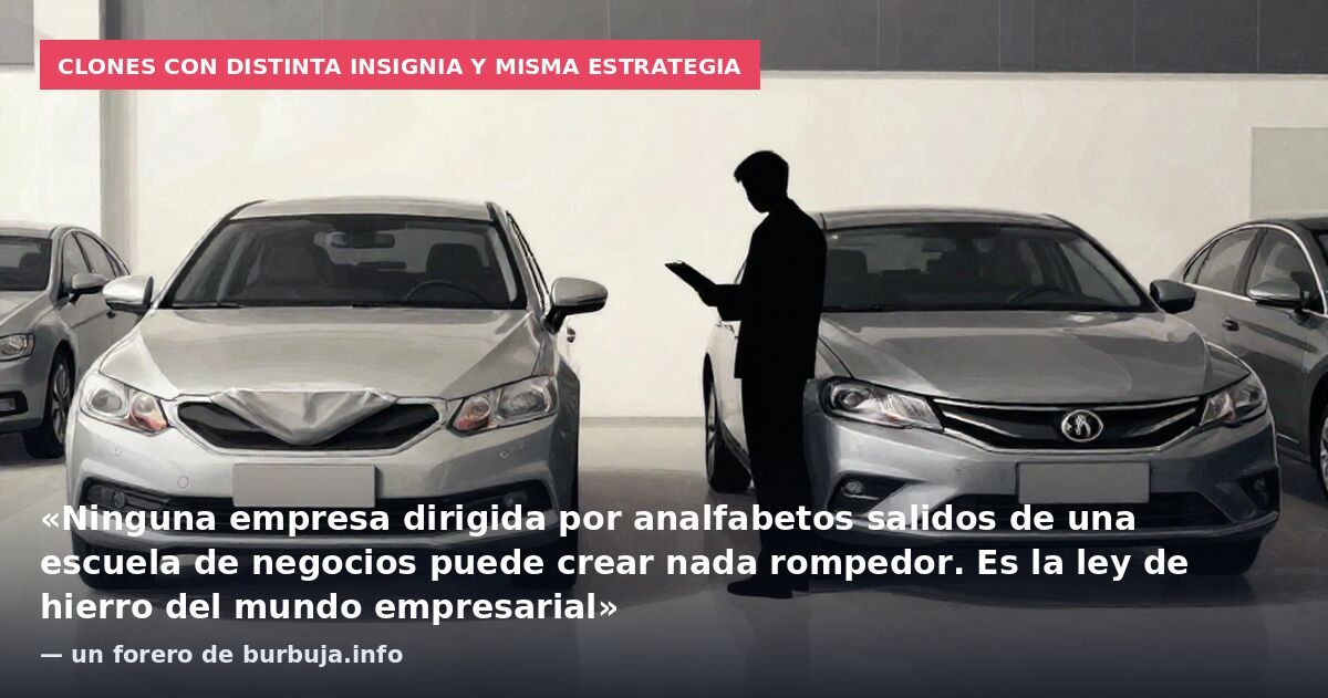 Clones con distinta insignia y misma estrategia: «Ninguna empresa dirigida por analfabetos salidos de una escuela de negocios puede crear nada rompedor. Es la ley de hierro del mundo empresarial» — un forero de burbuja.info