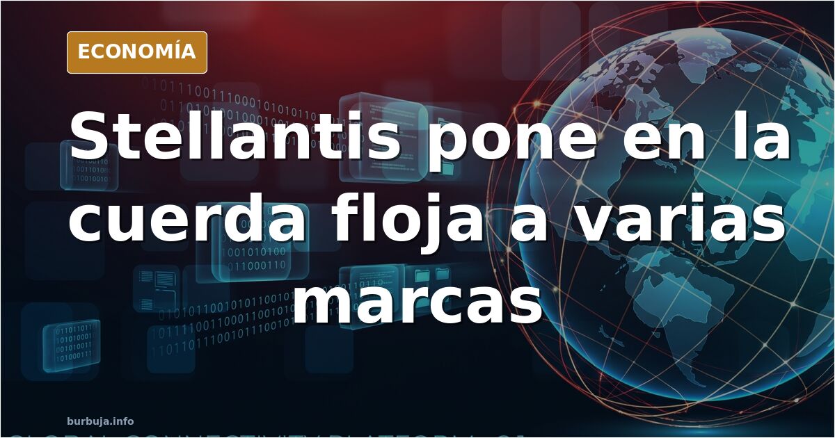 Ilustración editorial de las marcas de automoción de Stellantis bajo revisión y la reestructuración del grupo