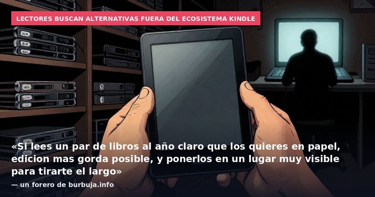 Lectores buscan alternativas fuera del ecosistema Kindle: «Si lees un par de libros al año claro que los quieres en papel, edicion mas gorda posible, y ponerlos en un lugar muy visible para tirarte el largo» — un forero de burbuja.info