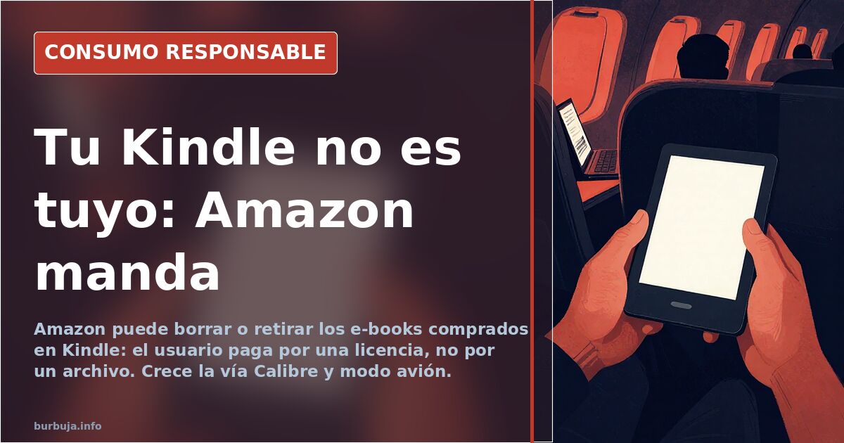Lector de libros electrónicos Kindle sobre una mesa junto a un cable USB y un ordenador con biblioteca digital