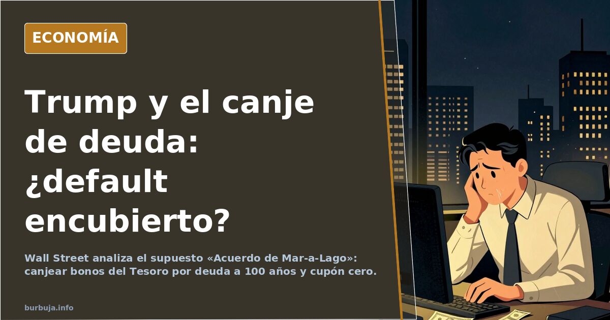 Ilustración editorial de un billete de dólar partido en dos mitades sobre un fondo azul marino y dorado, símbolo del canje de
