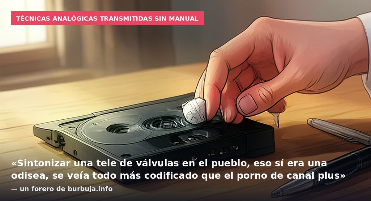 Técnicas analógicas transmitidas sin manual: «Sintonizar una tele de válvulas en el pueblo, eso sí era una odisea, se veía todo más codificado que el porno de canal plus» — un forero de burbuja.info