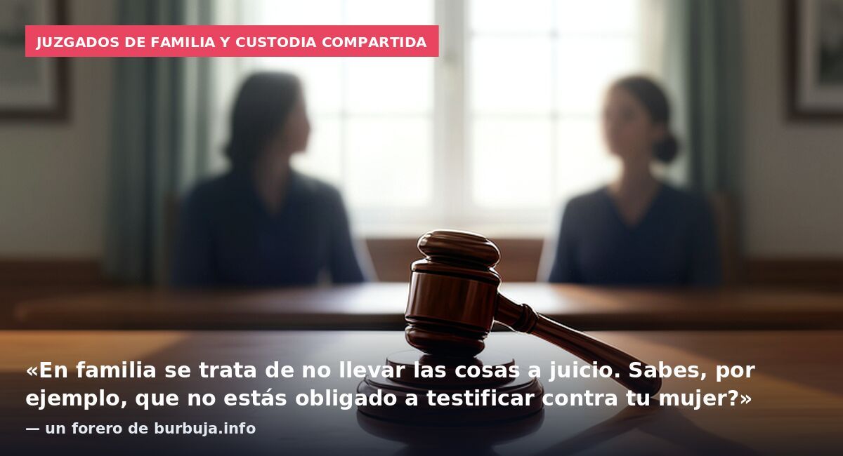 Juzgados de familia y custodia compartida: «En familia se trata de no llevar las cosas a juicio. Sabes, por ejemplo, que no estás obligado a testificar contra tu mujer?» — un forero de burbuja.info