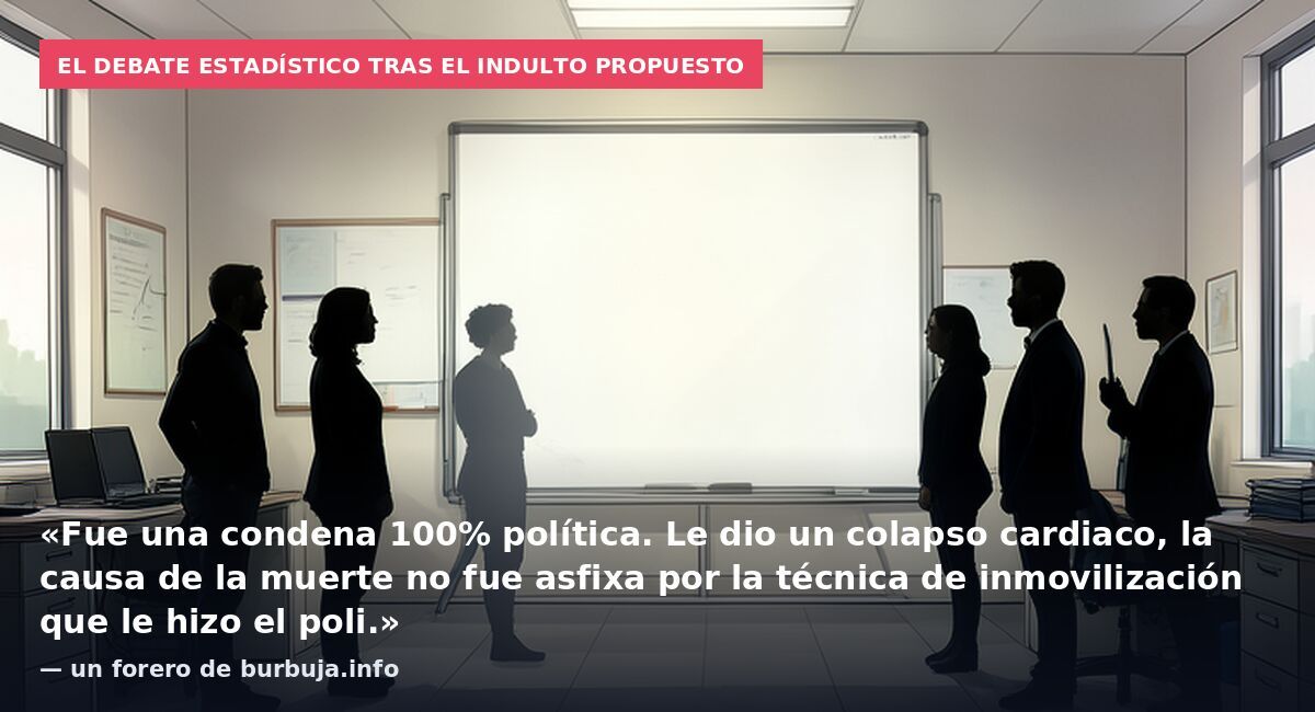 El debate estadístico tras el indulto propuesto: «Fue una condena 100% política. Le dio un colapso cardiaco, la causa de la muerte no fue asfixa por la técnica de inmovilización que le hizo el poli.» — un forero de burbuja.info
