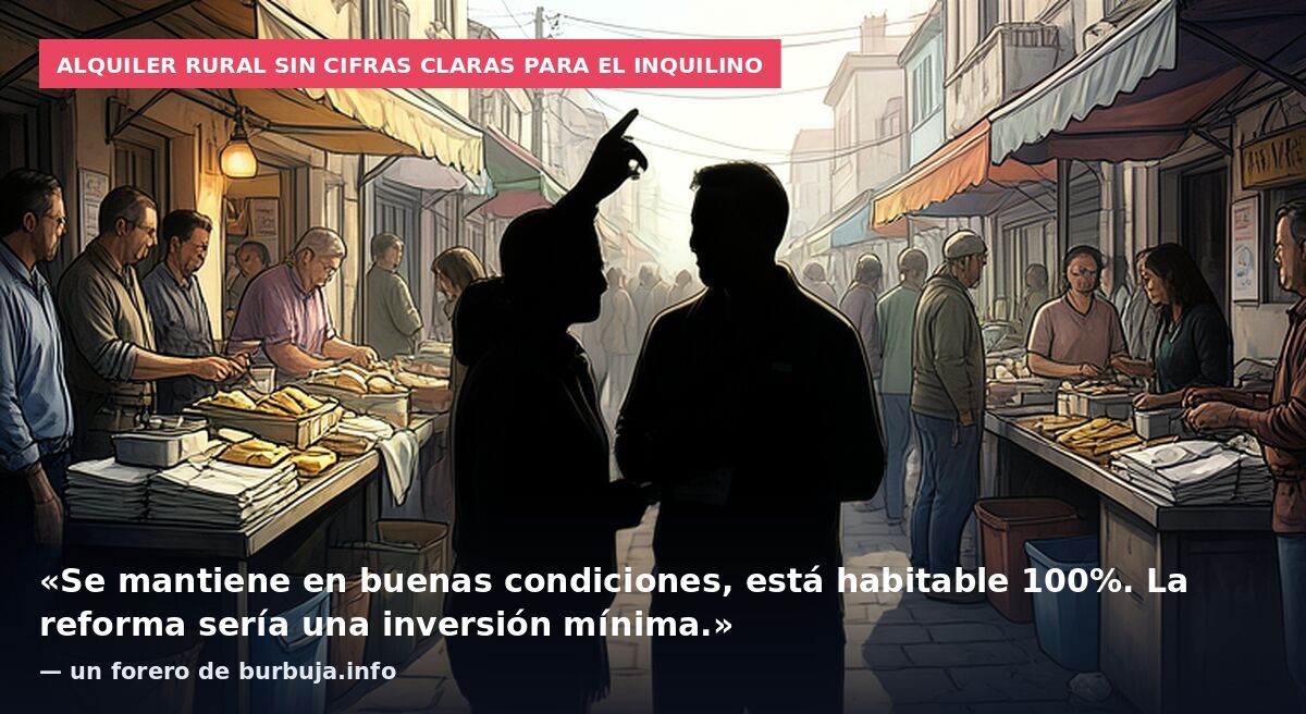 Alquiler rural sin cifras claras para el inquilino: «Se mantiene en buenas condiciones, está habitable 100%. La reforma sería una inversión mínima.» — un forero de burbuja.info
