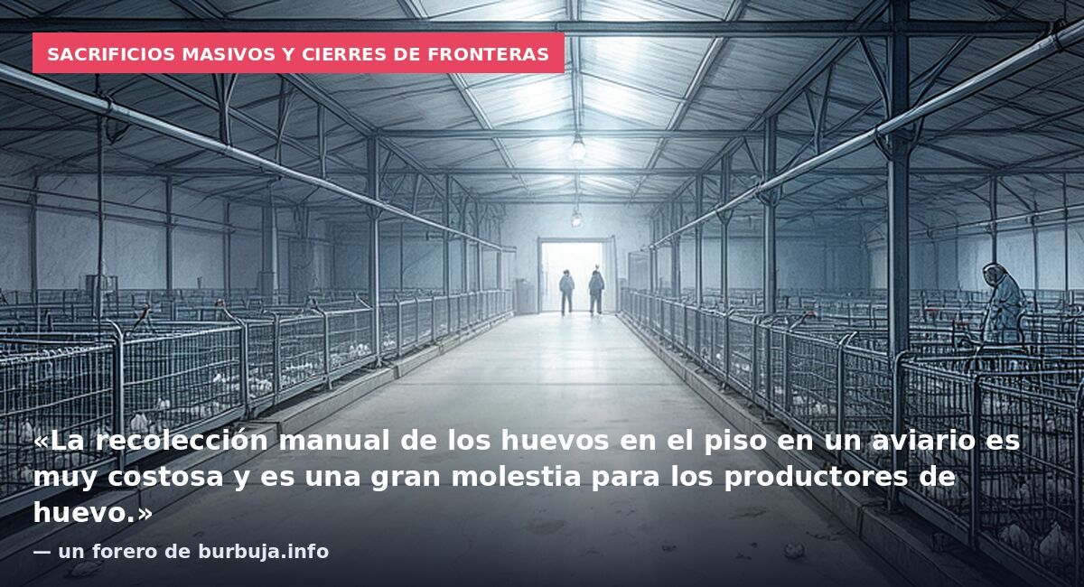 Sacrificios masivos y cierres de fronteras: «La recolección manual de los huevos en el piso en un aviario es muy costosa y es una gran molestia para los productores de huevo.» — un forero de burbuja.info