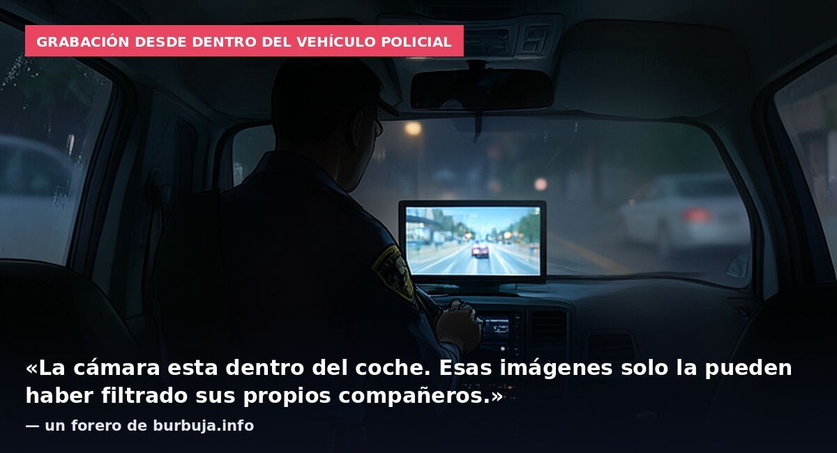 Grabación desde dentro del vehículo policial: «La cámara esta dentro del coche. Esas imágenes solo la pueden haber filtrado sus propios compañeros.» — un forero de burbuja.info