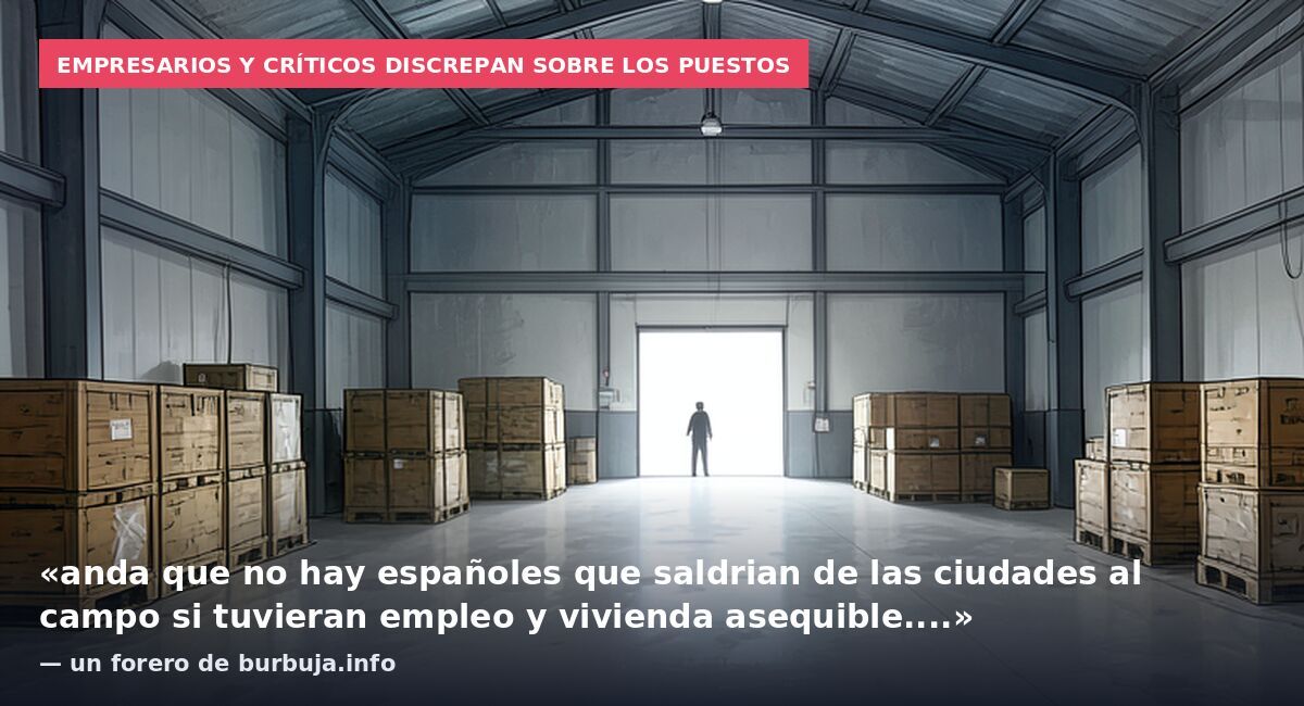 Empresarios y críticos discrepan sobre los puestos: «anda que no hay españoles que saldrian de las ciudades al campo si tuvieran empleo y vivienda asequible....» — un forero de burbuja.info