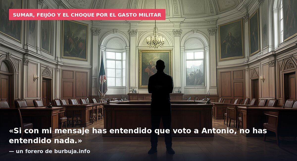 Sumar, Feijóo y el choque por el gasto militar: «Si con mi mensaje has entendido que voto a Antonio, no has entendido nada.» — un forero de burbuja.info