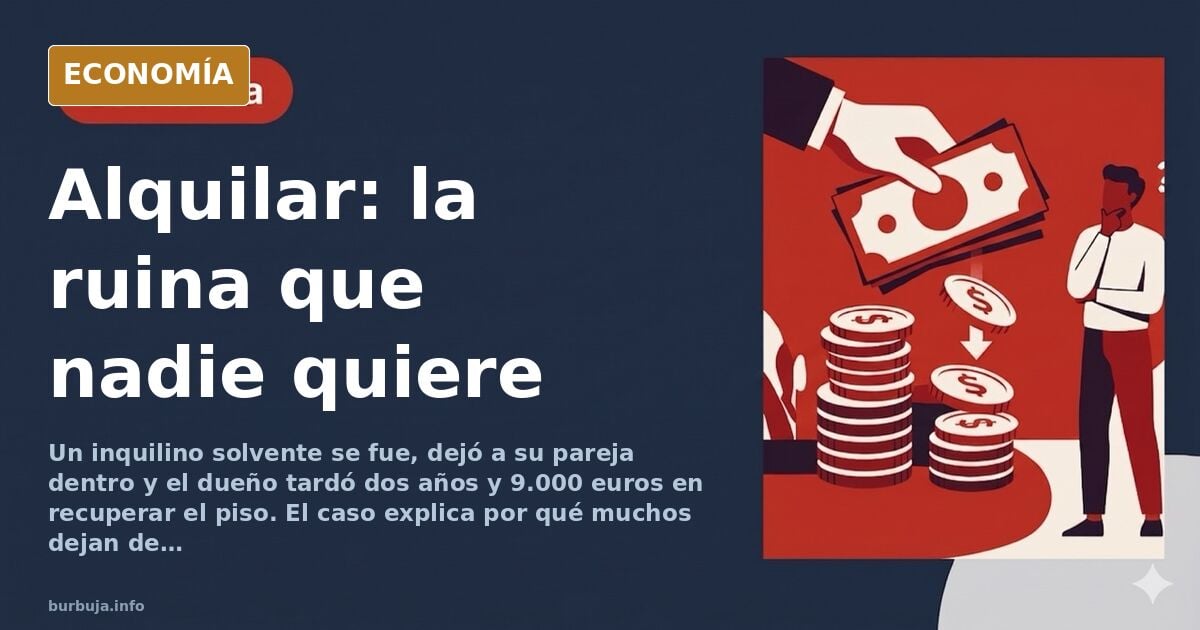 Ilustración editorial de un edificio de viviendas con una puerta entreabierta y llaves sobre una mesa, simbolizando el riesgo