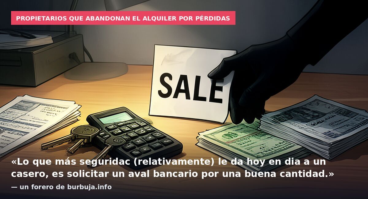 Propietarios que abandonan el alquiler por pérdidas: «Lo que más seguridac (relativamente) le da hoy en dia a un casero, es solicitar un aval bancario por una buena cantidad.» — un forero de burbuja.info