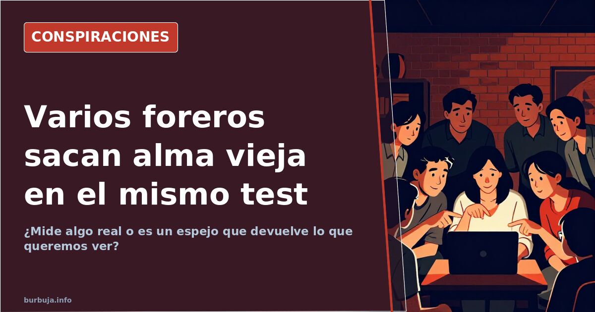 Persona joven mirando un test de alma vieja en la pantalla del ordenador con resultado del 100%
