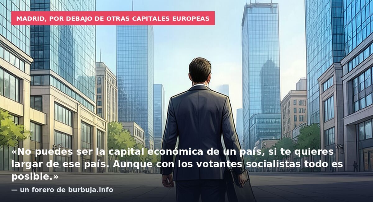 Madrid, por debajo de otras capitales europeas: «No puedes ser la capital económica de un país, si te quieres largar de ese país. Aunque con los votantes socialistas todo es posible.» — un forero de burbuja.info