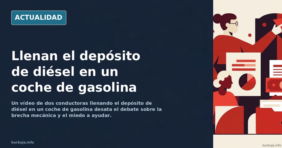 Dos mujeres junto a un coche en una gasolinera manipulando la manguera de repostaje equivocada