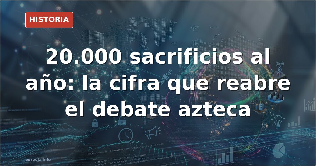 Representación de un altar azteca con cráneos rituales junto a un templo escalonado de la antigua Tenochtitlan