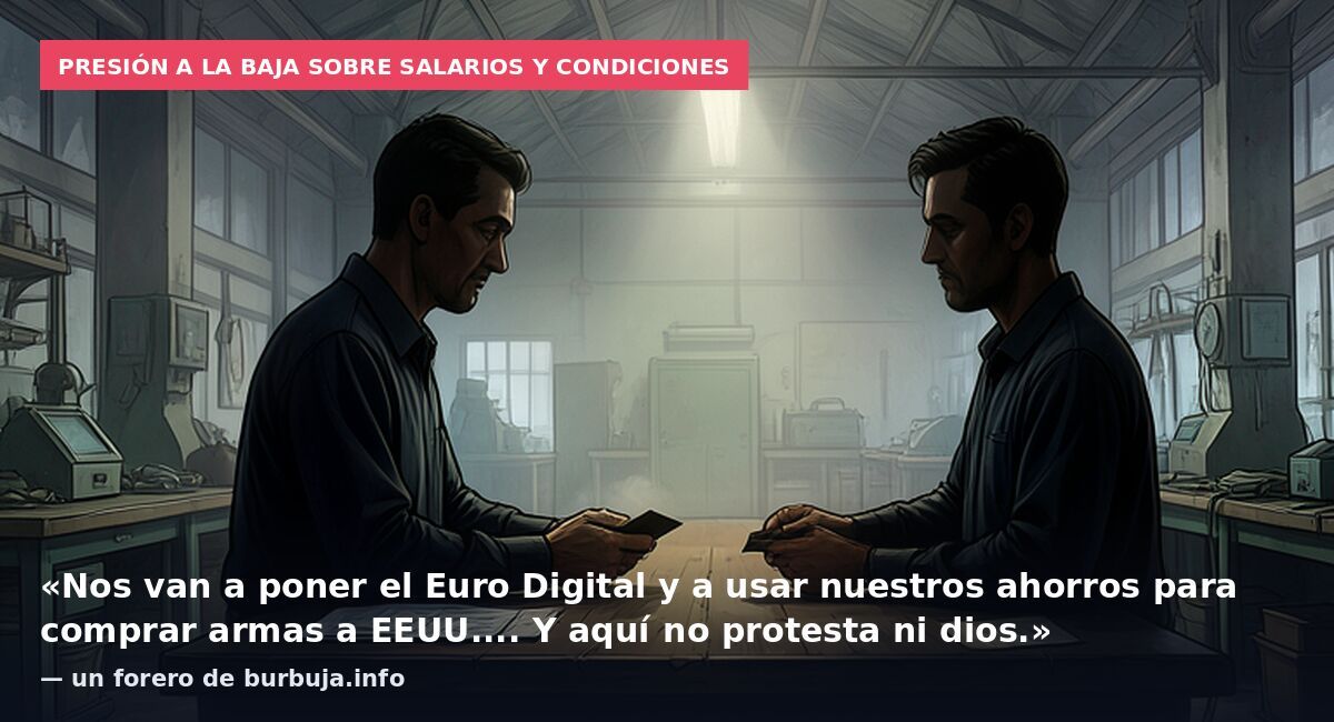 Presión a la baja sobre salarios y condiciones: «Nos van a poner el Euro Digital y a usar nuestros ahorros para comprar armas a EEUU.... Y aquí no protesta ni dios.» — un forero de burbuja.info