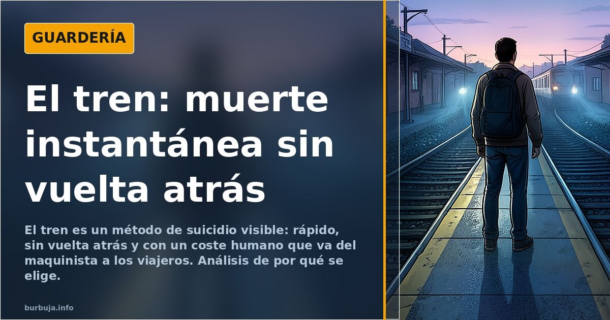 Ilustración de una estación de tren con andén vacío y vías al fondo, escena que ilustra el debate sobre el suicidio en las ví