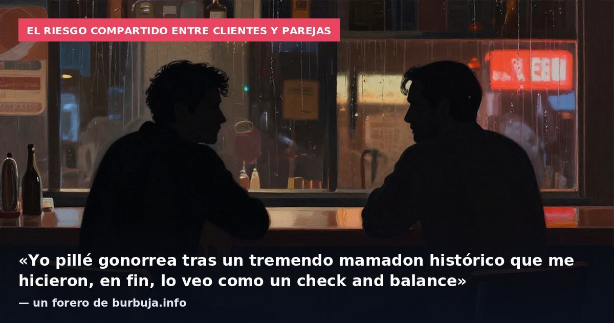El riesgo compartido entre clientes y parejas: «Yo pillé gonorrea tras un tremendo mamadon histórico que me hicieron, en fin, lo veo como un check and balance» — un forero de burbuja.info