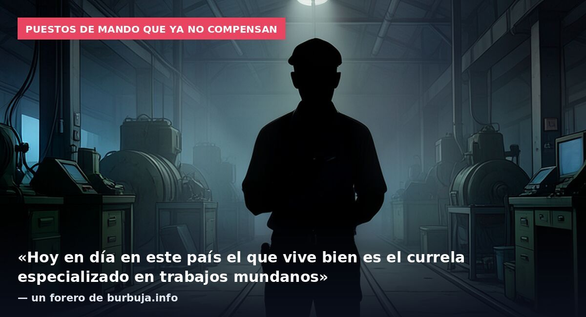 Puestos de mando que ya no compensan: «Hoy en día en este país el que vive bien es el currela especializado en trabajos mundanos» — un forero de burbuja.info