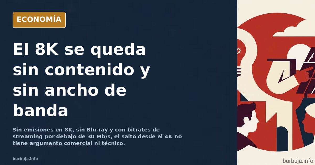 Televisor de gran formato en un salón doméstico mostrando la limitación del 8K frente al 4K por falta de contenido