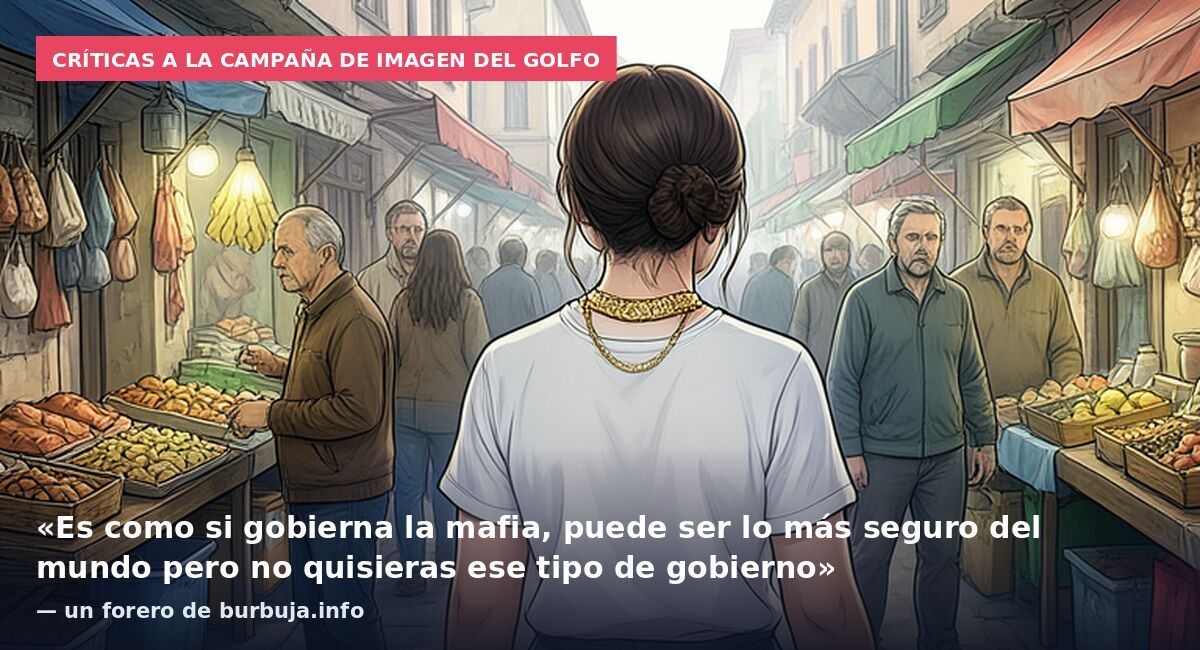 Críticas a la campaña de imagen del Golfo: «Es como si gobierna la mafia, puede ser lo más seguro del mundo pero no quisieras ese tipo de gobierno» — un forero de burbuja.info
