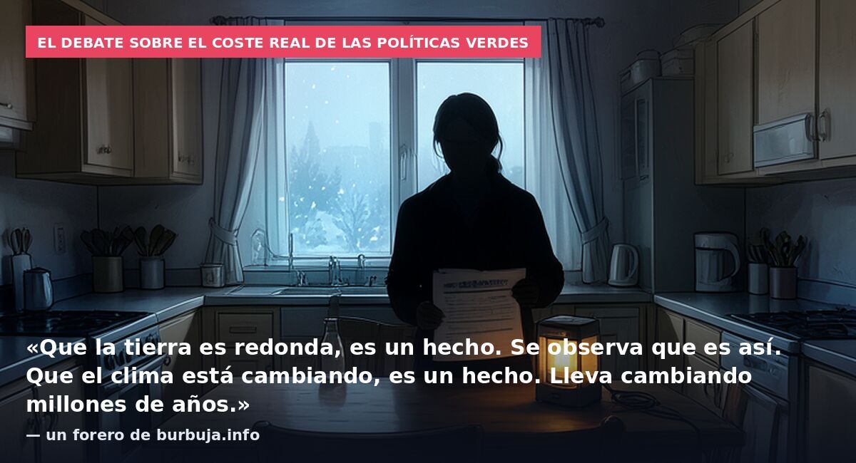 El debate sobre el coste real de las políticas verdes: «Que la tierra es redonda, es un hecho. Se observa que es así. Que el clima está cambiando, es un hecho. Lleva cambiando millones de años.» — un forero de burbuja.info