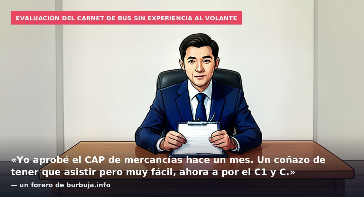 Evaluación del carnet de bus sin experiencia al volante: «Yo aprobé el CAP de mercancías hace un mes. Un coñazo de tener que asistir pero muy fácil, ahora a por el C1 y C.» — un forero de burbuja.info