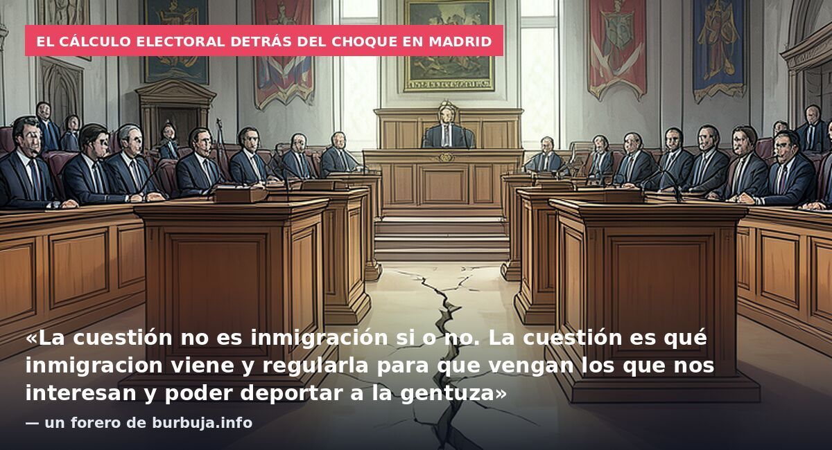 El cálculo electoral detrás del choque en Madrid: «La cuestión no es inmigración si o no. La cuestión es qué inmigracion viene y regularla para que vengan los que nos interesan y poder deportar a la gentuza» — un forero de burbuja.info