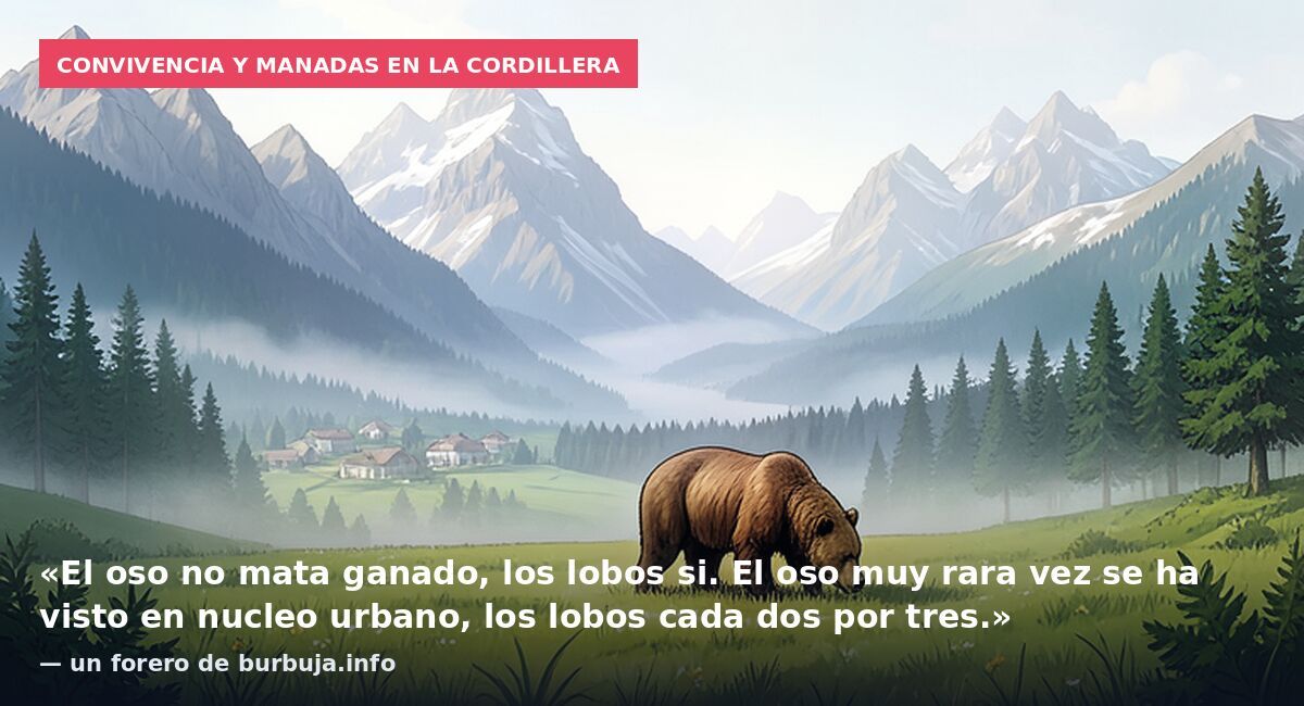 Convivencia y manadas en la cordillera: «El oso no mata ganado, los lobos si. El oso muy rara vez se ha visto en nucleo urbano, los lobos cada dos por tres.» — un forero de burbuja.info