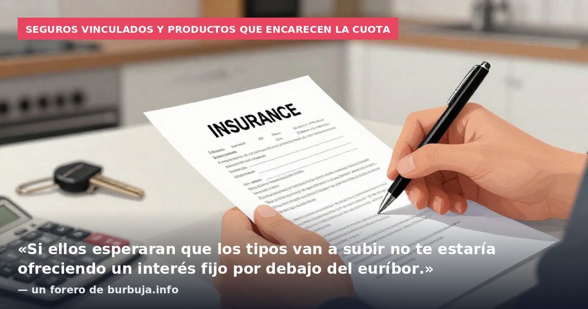 Seguros vinculados y productos que encarecen la cuota: «Si ellos esperaran que los tipos van a subir no te estaría ofreciendo un interés fijo por debajo del euríbor.» — un forero de burbuja.info