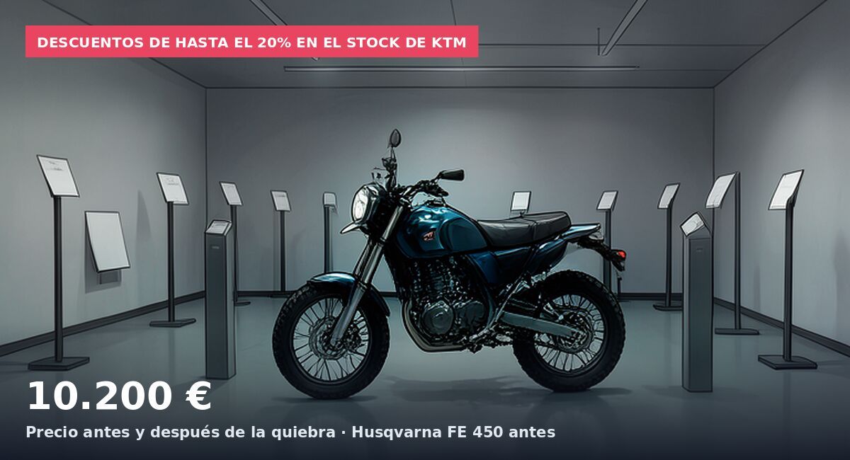 Descuentos de hasta el 20% en el stock de KTM: 10.200 € Precio antes y después de la quiebra · Husqvarna FE 450 antes