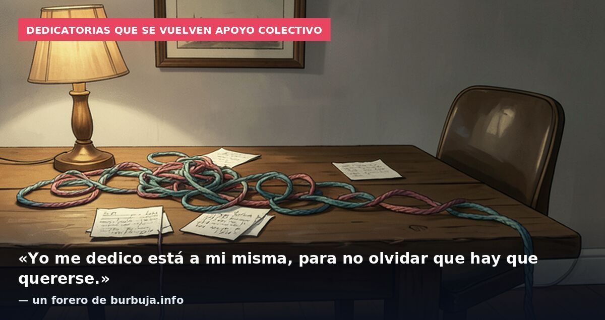 Dedicatorias que se vuelven apoyo colectivo: «Yo me dedico está a mi misma, para no olvidar que hay que quererse.» — un forero de burbuja.info