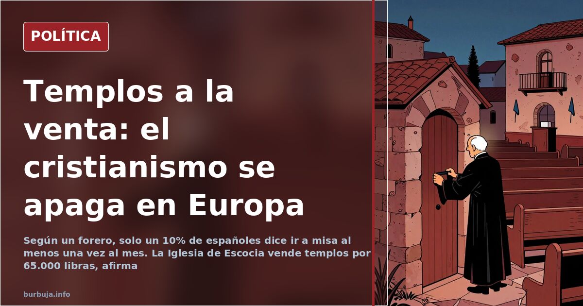 Interior de una iglesia europea con bancos vacíos y luz tenue entrando por los vitrales, símbolo del declive del cristianismo