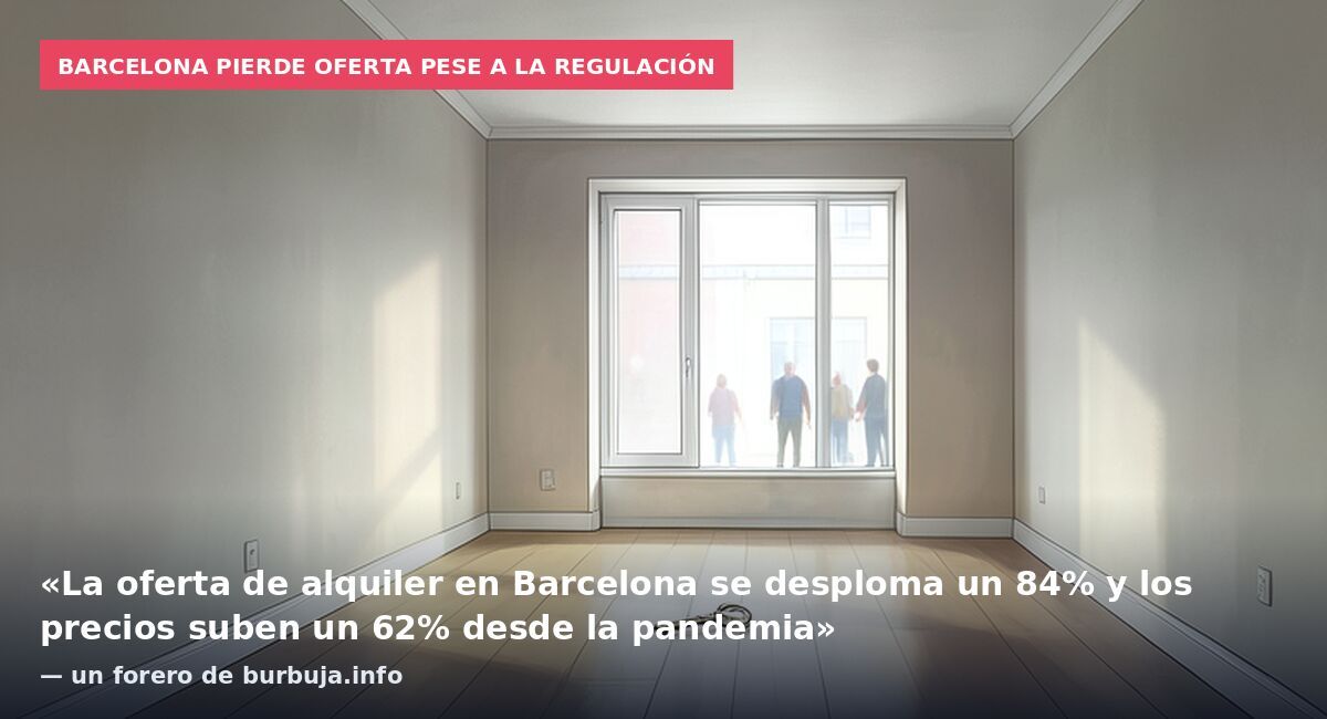 Barcelona pierde oferta pese a la regulación: «La oferta de alquiler en Barcelona se desploma un 84% y los precios suben un 62% desde la pandemia» — un forero de burbuja.info