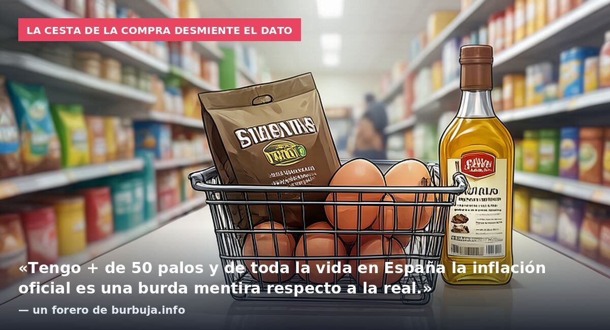 La cesta de la compra desmiente el dato: «Tengo + de 50 palos y de toda la vida en España la inflación oficial es una burda mentira respecto a la real.» — un forero de burbuja.info