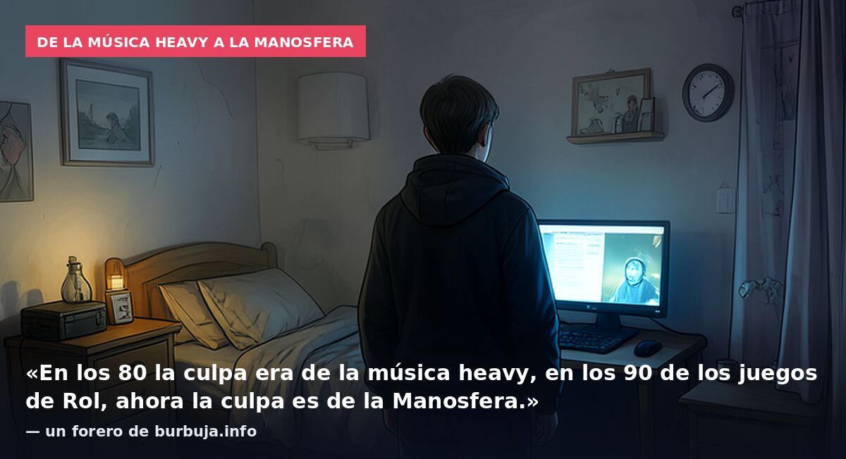 De la música heavy a la manosfera: «En los 80 la culpa era de la música heavy, en los 90 de los juegos de Rol, ahora la culpa es de la Manosfera.» — un forero de burbuja.info