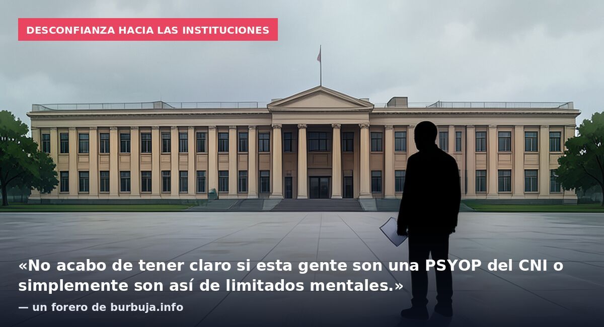 Desconfianza hacia las instituciones: «No acabo de tener claro si esta gente son una PSYOP del CNI o simplemente son así de limitados mentales.» — un forero de burbuja.info