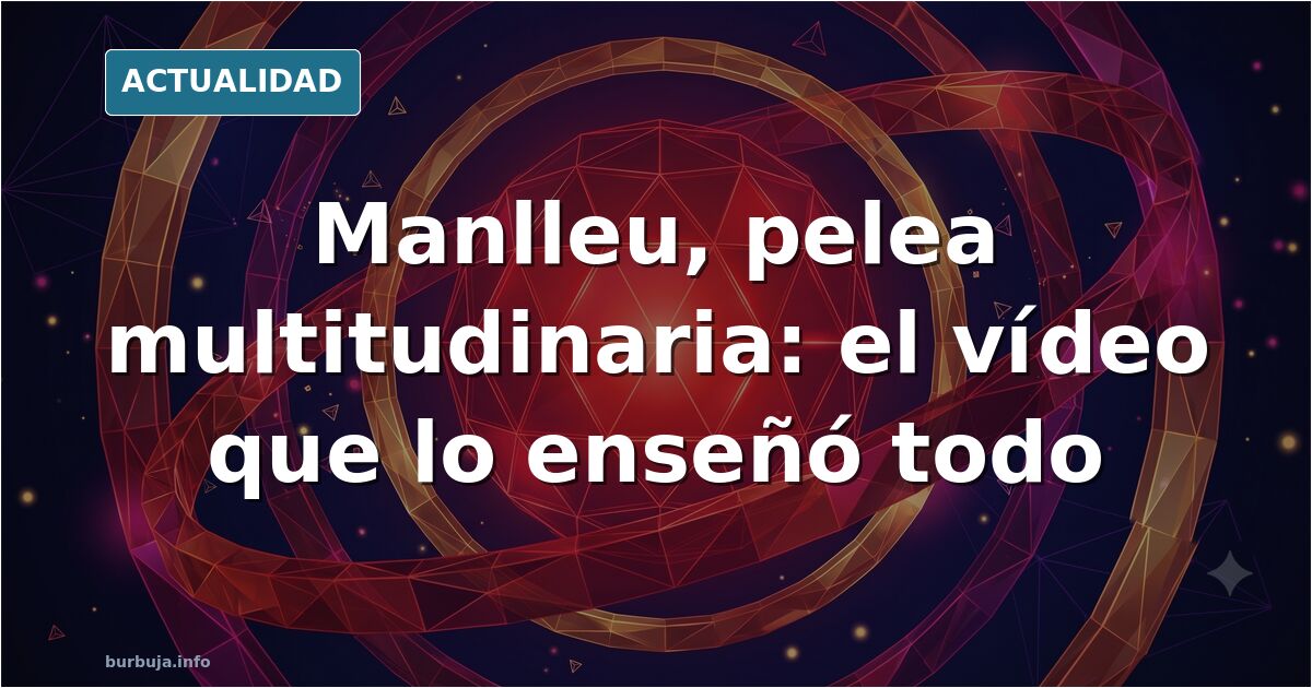 Escena de una calle de Manlleu con varias personas enfrentadas y una agente de policía en medio de la refriega, ilustración e