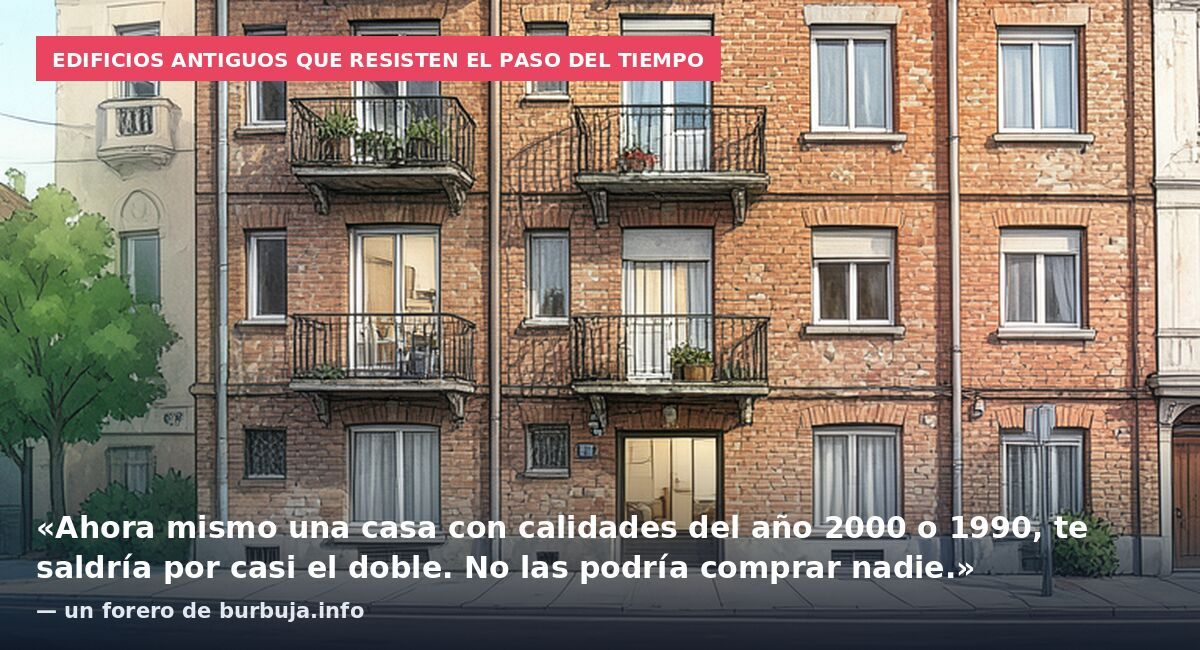 Edificios antiguos que resisten el paso del tiempo: «Ahora mismo una casa con calidades del año 2000 o 1990, te saldría por casi el doble. No las podría comprar nadie.» — un forero de burbuja.info